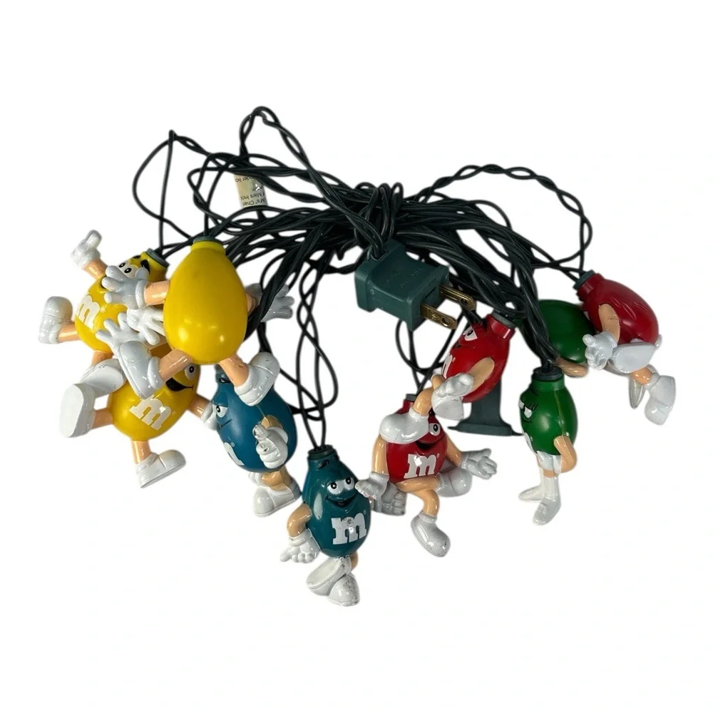 Vintage M&M's Candy 10 String Lights Set Holiday Christmas Tested Working Mars